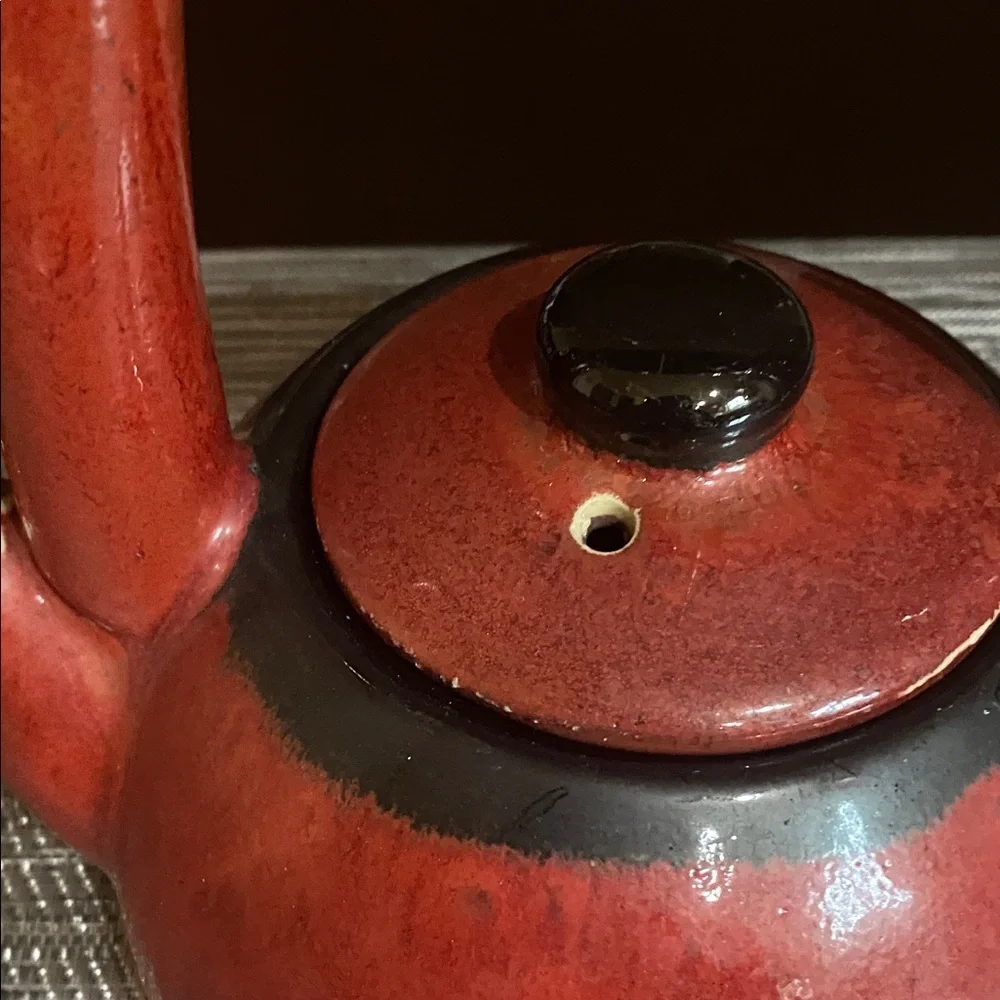 Pier 1 Shanghai Earthenware Teapot. Asian inspired, Antique “Chippy” Style.